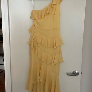 NBD Asymmetrical Yellow Ruffled Dress